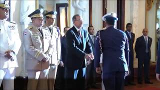 Presidente Danilo Medina recibe saludos de oficiales militares y policiales [upl. by Wolbrom]