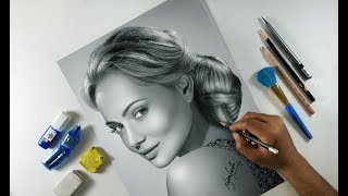 Timelapse  Drawing shading  blending  portrait  Beatrice rosen [upl. by Weiner]