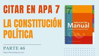 Cómo Citar Constituciones Políticas en APA 7  Ejemplo con la Ley Orgánica de Educación Superior [upl. by Rehoptsirhc]