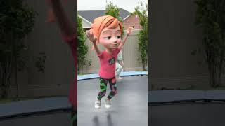 Adley ALMOST lands a front flip Backyard bounce sesh on the trampoline [upl. by Ahseyn]