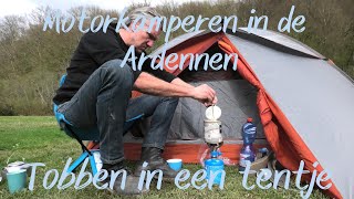 Kamperen met de motor tobben in een tentje [upl. by Annyrb]