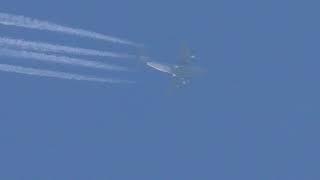 The probaply NOISIEST Airbus A400M flyover at 31000 ft in strong headwinds extended videocapture [upl. by Llereg]