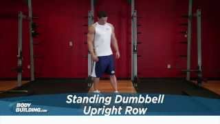 Standing Dumbbell Upright Row  Shoulder Exercise  Bodybuildingcom [upl. by Aicetal]