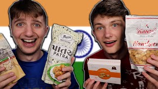 Americans Try Premium Indian Snacks Kaamik Snack Box [upl. by Atikehs81]