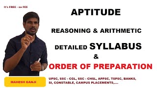 SYLLABUS  ORDER OF PREPARATION OF APTITUDE CONCEPTS  COMPETITIVE EXAMS  MAHESH GANJI  CRT [upl. by Calandra]