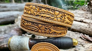 Part 1 Making a Leather Acorn and Oak Leaf Belt Start to Finish [upl. by Tatianna]