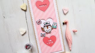 Easy Valentines Day Card feat Lawn Fawn Special Delivery amp Scalloped Slimline with Hearts [upl. by Suicul]