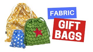 How To Make a Fabric Gift Bag  Easy Beginner Sewing Project [upl. by Nylasoj]