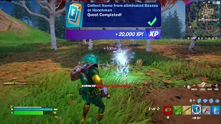 How to EASILY Collect items from eliminated Bosses or Henchmen in Fortnite Quest [upl. by Hebner839]