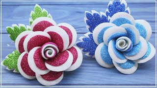 🌹 How to Make Rose 🌹 Super EasyRose Flower with Glitter Foamiran [upl. by Naraa]