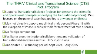 iTHRIV Clinical and Translational Science Pilot Program  Learning Short [upl. by Ashwell530]