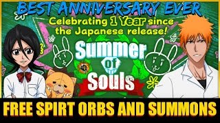 Bleach Brave Souls  First Anniversary InGame Events FREE Spirit Orbs Summons and Accessories [upl. by Dyob]