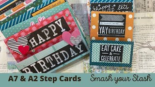 12x12 Paper pad cutting hack A2 and A7 Step cards Smash your paper stash [upl. by Intisar]