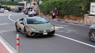 Lamborghini Huracan Sterrato in satin green blasting through the famous Monaco GP hairpin V10 sound [upl. by Garson]