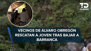 Joven es rescatado por los vecinos tras bajar a barranco a buscar a su novia en la Álvaro Obregón [upl. by Ylagam556]