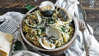 Linguine with Clam Sauce Recipe Pasta Alle Vongole [upl. by Sirronal]