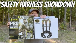 Safety harness Summit Mens Pro Safety Harness vs Hunter Safety Systems Shadow Harness Review [upl. by Ailec]