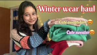 Winter haul  cute sweater sweatshirts sweat vest 😍 From flipkart amp Myntra haul [upl. by Pollie]