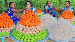 1000 COCONUT LADDU RECIPE  Independence Day Special Traditional Tricolor Sweet villagebabys [upl. by Ahseya]