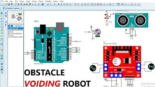 how to make obstacle avoiding robot with l298n in proteus813 [upl. by Cecilius]