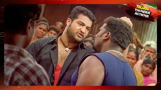 Jr Ntr Blockbuster Telugu Movie High Voltage Action Scenes  Telugu Thunder Action [upl. by Alleahcim]