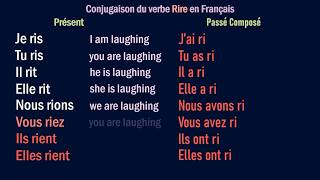 RIRE – French Conjugation  Conjugaison Français  Présent Passé Futur Imparfait et Terminaisons [upl. by Ative]