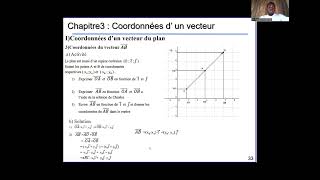 Cours de Mathématiques classe de 3e 9e année Chapitre 3 Coordonnées d’un vecteur [upl. by Ecienal]