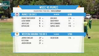 Western Suburbs T20 Div 3 v MUMCC T20 Div 3 [upl. by Pollock]