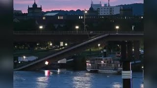 Il crollo del ponte Carola a Dresda un video mostra la sezione caduta nel fiume Elba [upl. by Ellehsyt85]