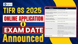 TIFR GS 2025 Application Form Released  TIFR Exam Date Announced  IFAS Mathematics [upl. by Attalanta]