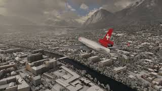 Innsbruck Airport Runway 26 Landing SWISS MD11［MSFS2020］ [upl. by Litnahs]