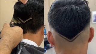 CORTE DE CABELLO EN V O PUNTA TUTORIAL DE BARBERÍA CON MÁQUINA [upl. by Odareg]