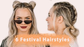 6 Festival Hairstyles  KayleyMelissa [upl. by Menis]