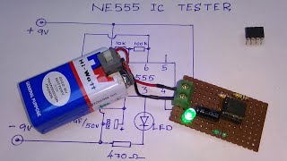 NE555 ic tester  How to make NE555 ic tester circuit [upl. by Fortuna554]