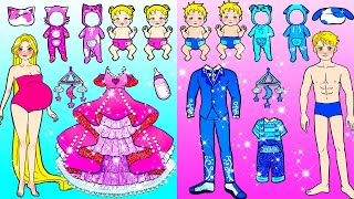 🐾paper Diy🐾 Pink Vs Blue Pregnant Decorate Boy amp Girl Twins New Room  Rapunzel Compilation 놀이 종이 [upl. by Flaherty254]