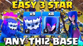 Easy 3 Star  Th12 Yeti Witch Attack Strategy  Best Ground Attack Th12 War Strategy  Th12 Attack [upl. by Assil]