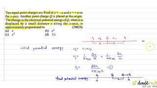 Two equal point charges are fixed at xa and xa on the xaxis Another point charge [upl. by Anesusa]