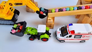 Marble Run ASMR Race ☆ HABA Slope amp Dump Truck Excavator Ambulance Forklift Garbage Truck Tractors [upl. by Lorolla]