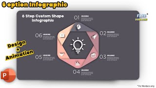 149PowerPoint animation design  6 Option Custom Infographic Presentation [upl. by Whitney]