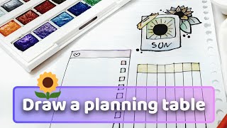 How to easily draw a beautiful planner with watercolor 📒🌻 [upl. by Gridley]