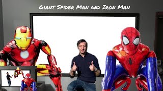 Giant Spider Man and Iron Man pop out of the TV in the shape of a balloon palloncini giganti [upl. by Lemyt87]