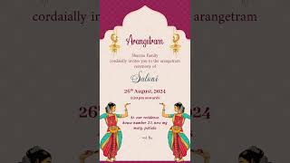 Arangetram Ceremony Invitation Video  AI1254 [upl. by Claudell]