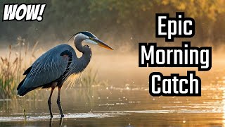 Blue Heron’s Epic Morning Catch [upl. by Arrik]