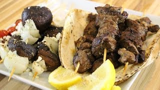 Greek Style Lamb Souvlaki with Grille Mushroom Skewers [upl. by Haissi]