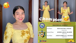 79th ARAW NG KAGITINGAN  ORATORICAL CONTEST SCHOOL LEVEL  CHAMPION  Diah Agustine [upl. by Reizarf954]