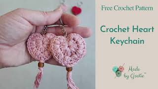 Crochet Heart Keychain Tutorial  Crochet Valentine Ideas [upl. by Armand]