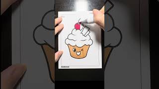 🧁🥰 asmr coloring markers relaxing peaceful art pink cupcake [upl. by Ymerrej218]