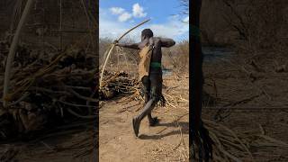 Amazing ‼️Hadzabe man preparing his hunting bow before the morning hunt😜‼️ [upl. by Deste]