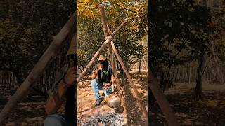 Bushcraft trick  simple fire for camping camping bushcraft survival asmr shorts fire tricks [upl. by Zoara261]