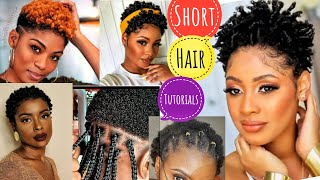 Natural hairstyles for black women  Short hair tutorials [upl. by Haibot]